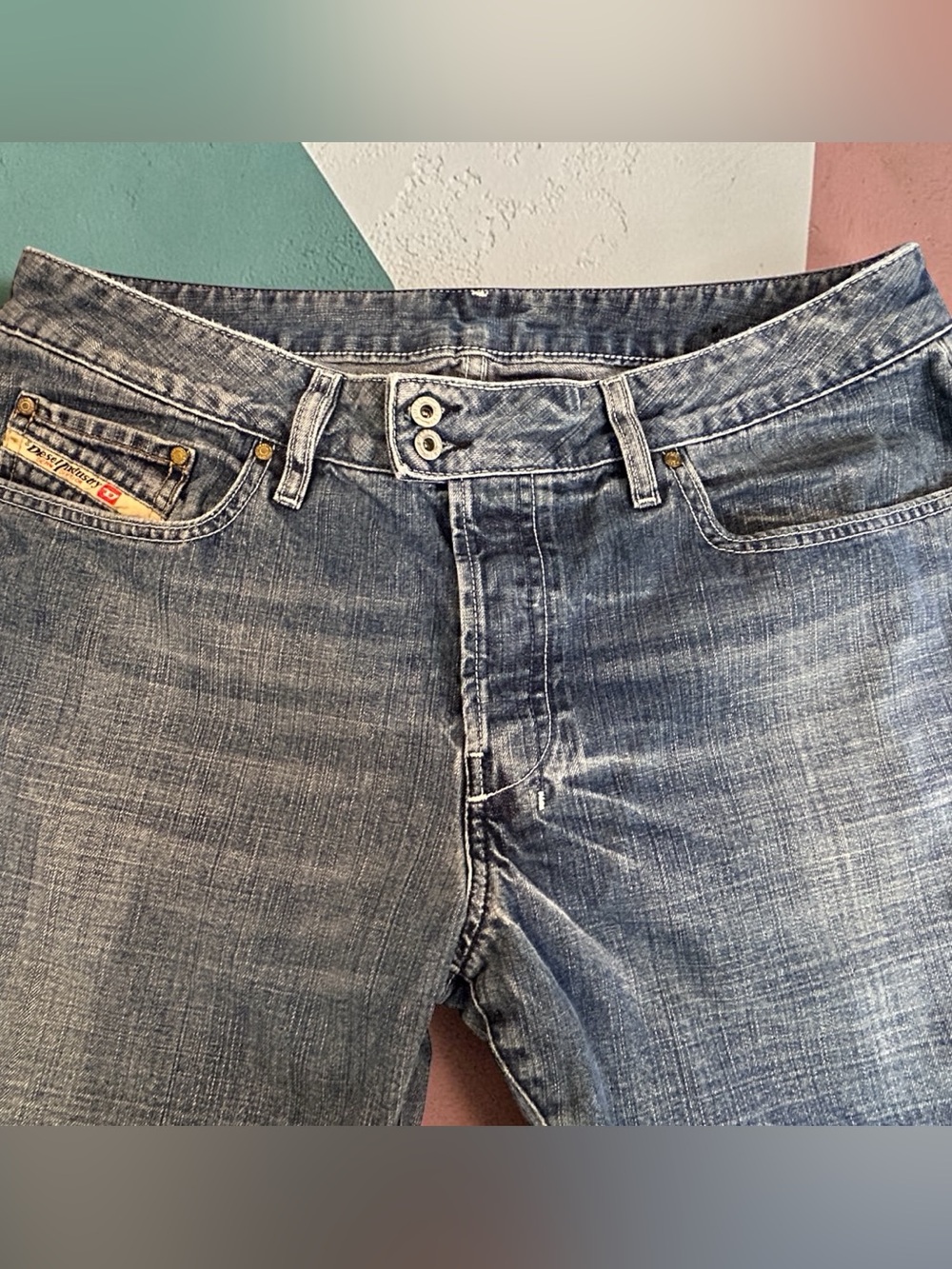 Vintage Diesel Light Washed Blue Relaxed Jeans - Button Fly Made in Italy